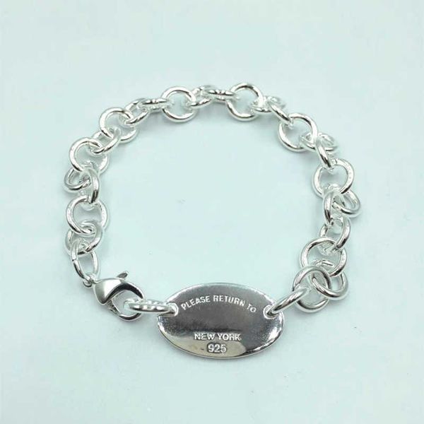 Colgante ovalado de plata de ley 1:1 S925, pulsera de venta exclusiva, joyería Original de alta calidad para amantes, boda, regalo de San Valentín H0918