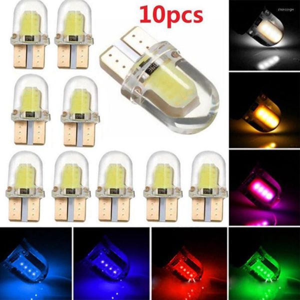 1/10/20 piezas LED T10 194 168 W5W COB 8SMD luz brillante de sílice bombilla de estacionamiento de licencia blanca lámpara de coche de liquidación de cuña automática