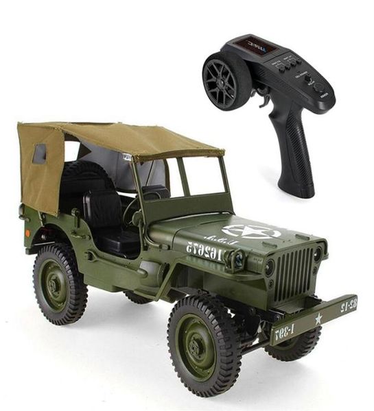 1 10 RC Car 2 4G 4WD Control remoto Jeep Toys Tracción en las cuatro ruedas OffRoad Coche de escalada militar Ejército Diecast Cars Vehículo militar T5526827