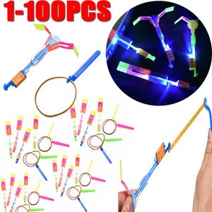 1-100 pièces lumière LED jouet volant Mini hélicoptère jouet volant jeu de nuit en plein air jouet anti-Stress pour enfants couleur aléatoire 240129