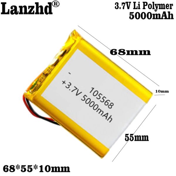 1-10pcs 105568 3.7V 5000mAh Li Polymer Litio Lipo Battería para la tableta E-Book PC Laptop Power Bank videojuego GPS GPS DVD