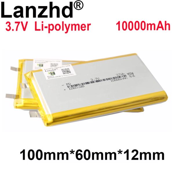Batterie en polymère de 1-10pcs 3,7 V LI 10000mAH 1260100 Batterie de package souple pour banc de berge en haut Bluetooth Tablet DVD Batterie