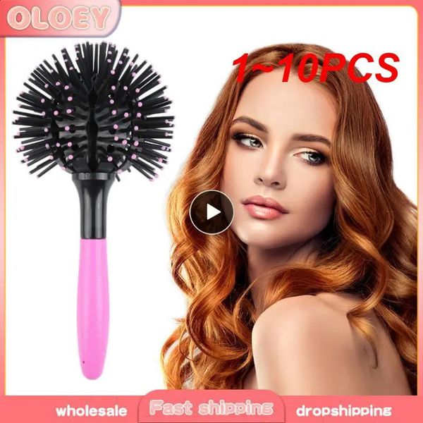 1 ~ 10 pièces 3D peigne à cheveux rond brosse à cheveux Salon style 360 degrés boule outils de coiffure démêlant brosse à cheveux résistant à la chaleur 240314