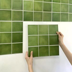 1/10 stcs 3D Tegel Sticker Zelfklevend Wandpaneel Peel en Stick Green Tile Backsplash voor keuken badkamer wandsticker 240420