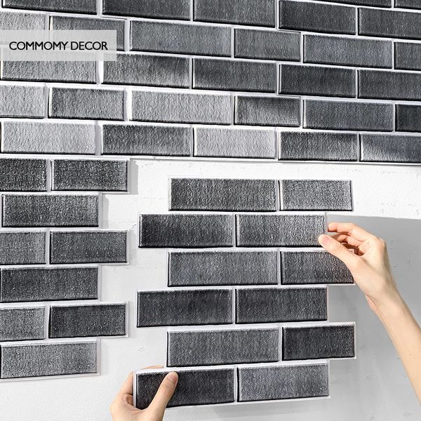 1/10pcs 3D Mur Sticker Auto-Adhesive Faux Brick Mur Panneau PEEL ET Stick Kitchen Tile Backselash Salle de bain Carreau mural Sticker 240420