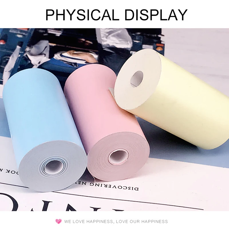1 ~ 10pcs Multicolor Thermalpapier aufkleber Papierpapier Papierfoto Papier Mini Druckbare Aufkleber Roll Wärmedrucker klar