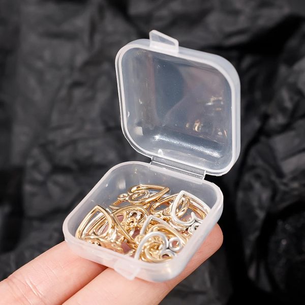 1-10pcs Joyero cuadrado Clear Box Beast Piller Piller Contenedores de almacenamiento de contenedores Organizador Diy Beads Embalaje de aretes