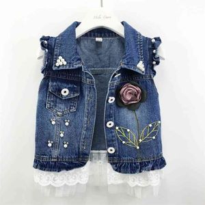 1-10T Bebé Denim Chaleco Babe Jeans Chaqueta Casual Ropa exterior Ropa para niños Primavera Otoño Bebe Ropa Niños Chalecos Toldder Tops 210818