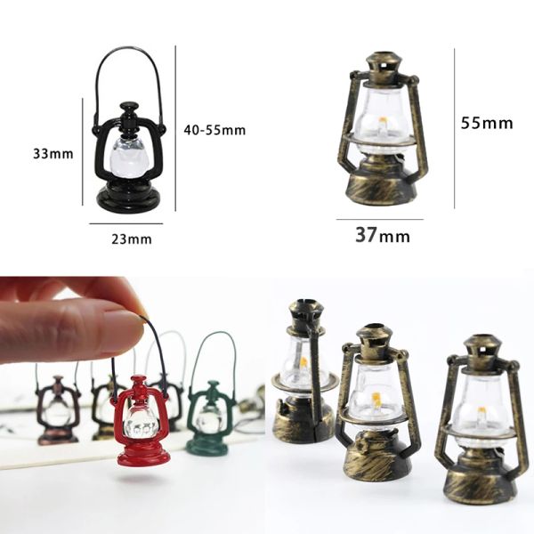 1:12 1: 6 escala mini linterna de queroseno miniatura lámpara de aceite retro accesorios de decoración decoración adornados pretender jugar juguete