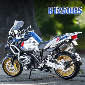 1 12 BMW R1250GS ADV MOTORCYCLES Simulatie Legering Motorfietsmodel Schokdempers Sound en Light Collection Toy Car Kid Gift T230815