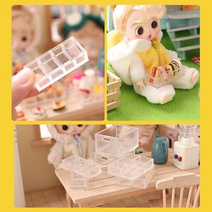 1:12 Dollhouse Accessories Mini Plastic Storage Box Cosmetische doos Rooster Model Miniatuuropslag Container Case Doll Scene Decor