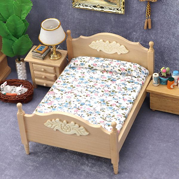 1/12 Dollhouse Metal / Mini en bois Mini / double chambre à coucher meubles de chambre