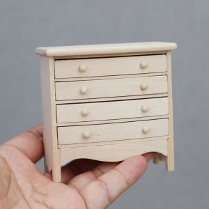 1:12 Dollhouse Miniature Bedside Table Series Cabinet de rangement avec modèle de tiroir Mobilier de maison de maison de maison de maison