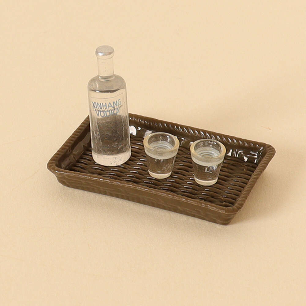 1/12 Dollhouse Miniature Cup Wine Bottle Set Model Kitchen Accessories For Dolls House Decor Kids Play Play Toys