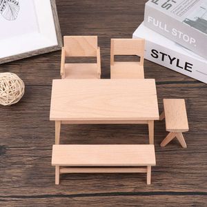 1:12 Dollhouse Miniature European Dining Table Chaise Banc de fauteuil de fauteuil accessoires de meubles pour poupée pour enfants