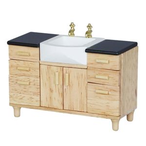1 12 Dollhouse Miniature meubels badkamer aanrecht met kastbekken set poppen huis miniatuur keukenmeubels 240423
