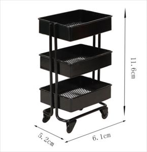 1:12 Dollhouse Miniture Mini Storage Cart Miniature Librands avec roues Kitchen Bedroom Furniture Display Stand Book Organize