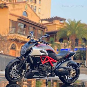 1 12 Ducati Diavel Carbon Red Die Cast Voertuigen Collectible Hobby's Sound en Light Motorcycle Model Toys Christmas Gifts T230815