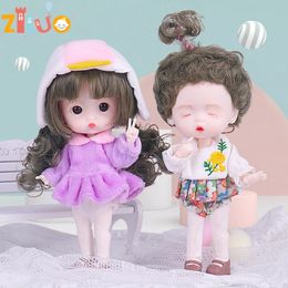 1/12 Mini poupée OB11 20 articulations mobiles fille poupée mignon Expression visage bouclés perruque courte 13CM poupées jouets cadeau pour les filles Munecas BJD 240308