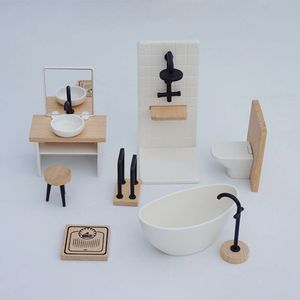 1/12 Simulatie Wasbasin Tub Toilet Model Dophouse Badkamer Decor Decor Decor Decurs House Miniature Furniture Accessoires