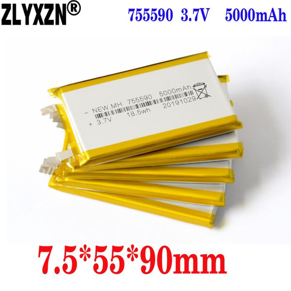 1-12pcs 3.7V 5000mAh Lithium Polymer Lipo Battery Cells for MP3 Power Bank PSP Phone Mobile Phone Tablet Protable PC 755590