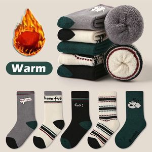 1-12Y enfants chaussettes chaussette d'hiver épaissir coton chaud mi-mollet chaussettes garçons filles en peluche botte chaussette bébé infantile dessin animé chaussettes 231225