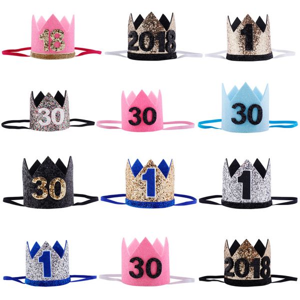 1/16/30 adultes enfants fête d'anniversaire chapeaux filles kawaii princesse couronne casquettes femmes anniversaire gâteau casquettes Photo accessoires fête décor