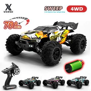 1/16 Coche RC sin escobillas Off Road 4x4 Alta velocidad 70 kmh 24G Coche de control remoto con LED Drift Monster Truck Juguetes para adultos Niños 240105