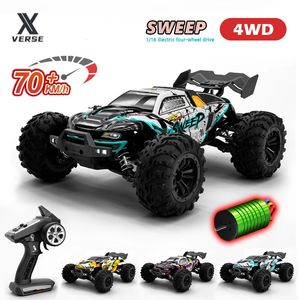 1/16 voiture RC avec LED 24G sans balais 4WD 70KMH télécommande haute vitesse hors route 4x4 Monster Truck jouets pour garçons 16101PRO 240106