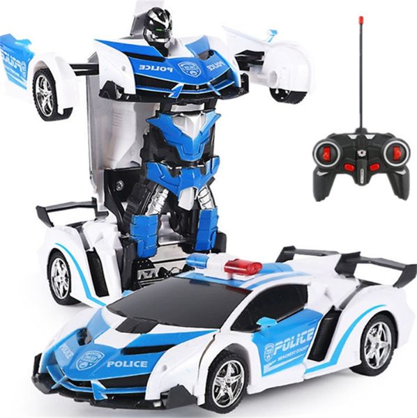 1:18 Robots de coche de deformación multifunción juguete para niños Control remoto eléctrico 2 en 1 coche de transformación