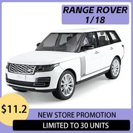 1 18 Range Rover SUV Pull Back Diecast Metal Vehicle Sound Models Auto Toy Boy Collection One Piece Wheels Fast and Furious 240402