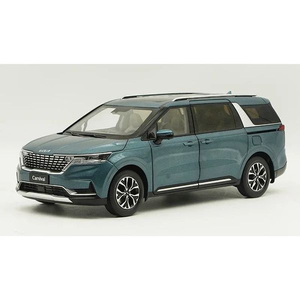 1/18 Escala Kia Carnival Vehículo de negocios MPV Colección de aleación Modelo de coche Adorno Adulto Niños Regalo de vacaciones Pantalla de juguete 240314