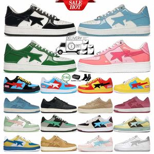 Designer Chaussures masculines baignade APES Nigo Shark Patent Le cuir gris noir blanc pastel couleur verte camouflage Combo Pink Comics Blue Femmes Sports Chaussures de loisirs 36-45