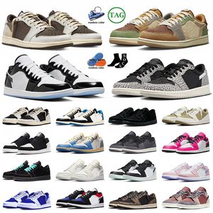 1 1s Low Og Mohca Basketball Chaussures Ts Golf Olive Black Phantom Inside Out Rose Bred Bred White Tan Mens Womens Fragment Sneakers Trainers