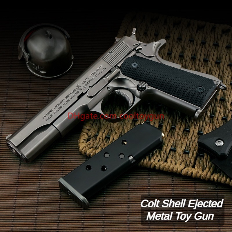 1:2.05 Colt Metal Toy Gun Model Shell Ejected Launcher Look Real Moive Collection Outdoor Cs Pubg Game Prop Small Size Portable Fake Gun Birthday Gifts For Adult