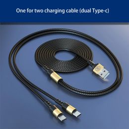 1.2 / 2m Dual Type C Cable Téléphone Câble de charge rapide Deux en un câble de charge pour téléphones mobiles / tablettes