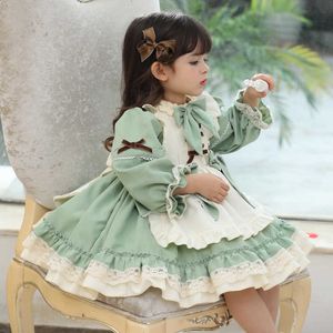 1 2 3 4 5 6 ans Robe de filles pour Noël 2020 Enfants Filles Manches longues Princesse Vintage Vert Lolita Tablier Robe Hiver Automne Q0716