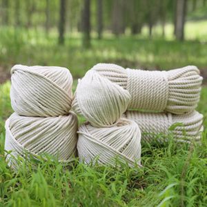 1/2/3/4/5 / 6mm Macrame touw Twisted String Katoenen Koord voor Handgemaakte Natuurlijke Beige Touw DIY Home Bruiloft Accessoires GIF