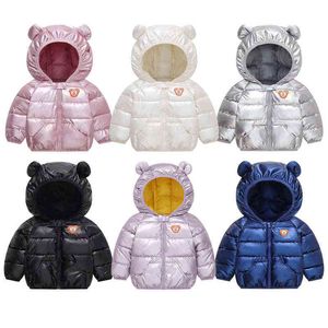 1 2 3 4 5 jaar kinderen omlaag jasje cartoonbeer winter mode mode meisjes jas capuchon zipper baby bovenkleding kinderen kleding J220718