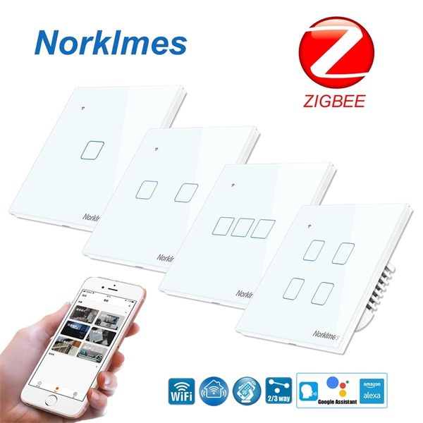 1 2 3 4 Gang 2 voies WiFi interrupteur tactile AC 85v 220v applique murale SwitchZigbee commutateur de maison intelligente sans fil T200605