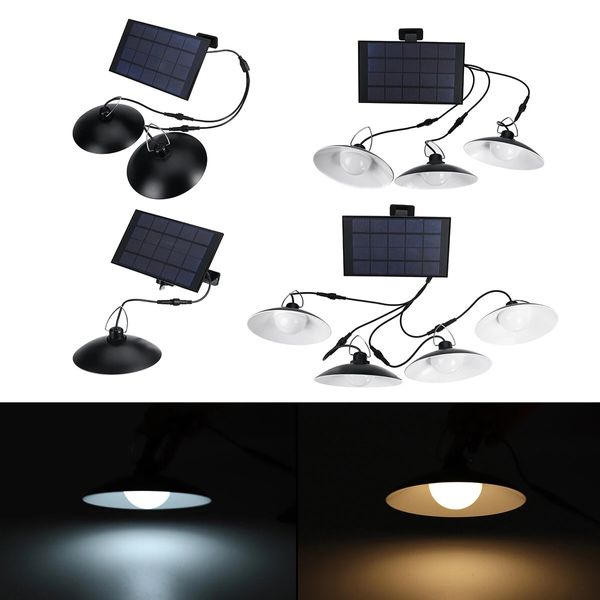 Lampe Suspendue Solaire À 1/2/3/4 Têtes Lampe Intérieure/Extérieure IP65 Étanche Lumière Blanche/Chaude - Blanc Simple