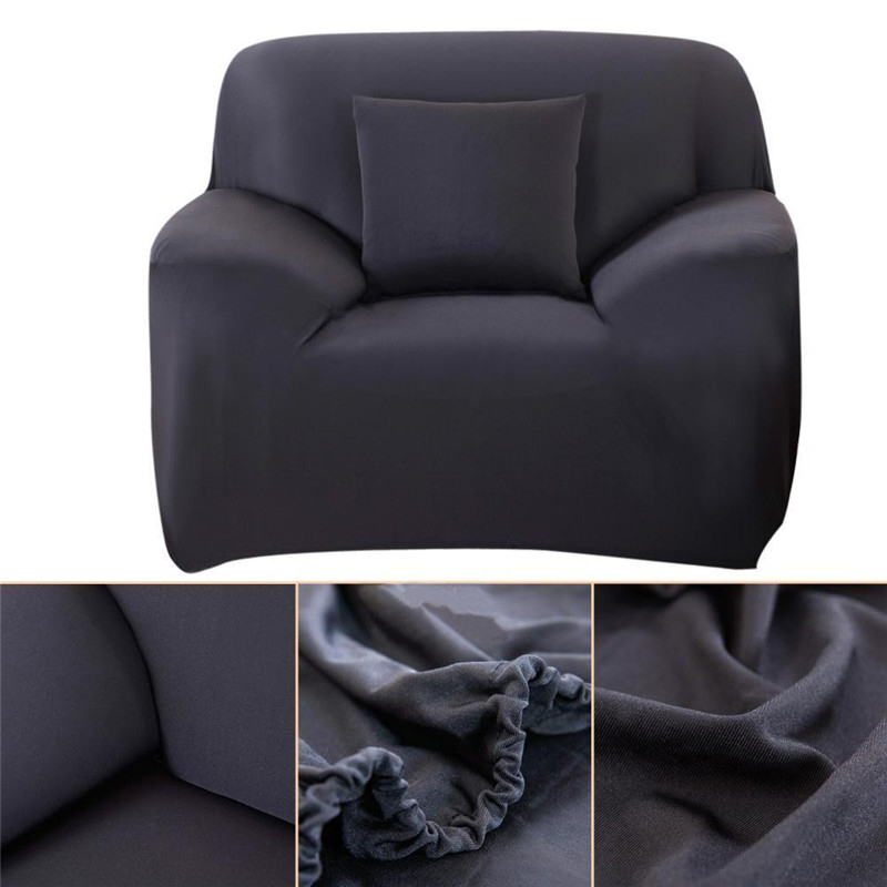 Capa de sofá de 1/2/3/4 lugares, poliéster, cor sólida, antiderrapante, protetor de móveis, sala de estar, sofá, capa