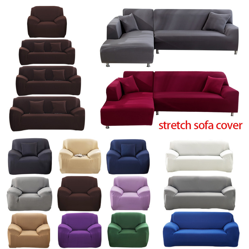 1/2/3/4 SEATER Sofa Cover poliester stały kolor bez poślizgu Couch Okładki rozciągające meble ochraniacze