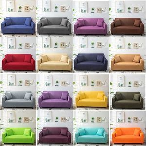 1/2/3/4 couleurs unies taille universelle housse de canapé multicolore spandex tissu housses de siège élastique pour salle à manger 211116