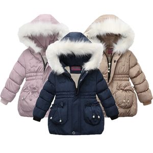 1 2 3 4 jaren meisjes winter warme jas zware dikke plus fluwelen capuchon voor kinderen kinderen outdoor reiskleding 211204
