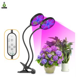 Phytolamps de espectro completo de 1/2/3/4 cabezas, 5V, luz LED de cultivo USB con temporizador, Clip de escritorio, lámparas Phyto para plantas, luces de invernadero