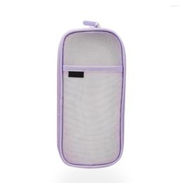 Estuche para lápices transparente 1/2/3/5, bolsa para bolígrafos, pegatina para borrar, contenedor de almacenamiento de papelería, bolsa, accesorios portátiles, púrpura y blanco