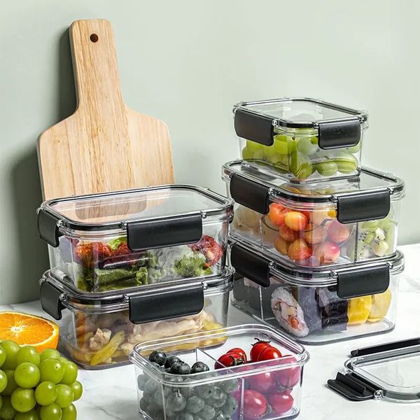 1/2/3 Grid Bento Lorzonal Contenedores de almacenamiento de alimentos con horno de lavavajillas de refrescante de la tapa del congelador del sello Picnic de la caja de bento