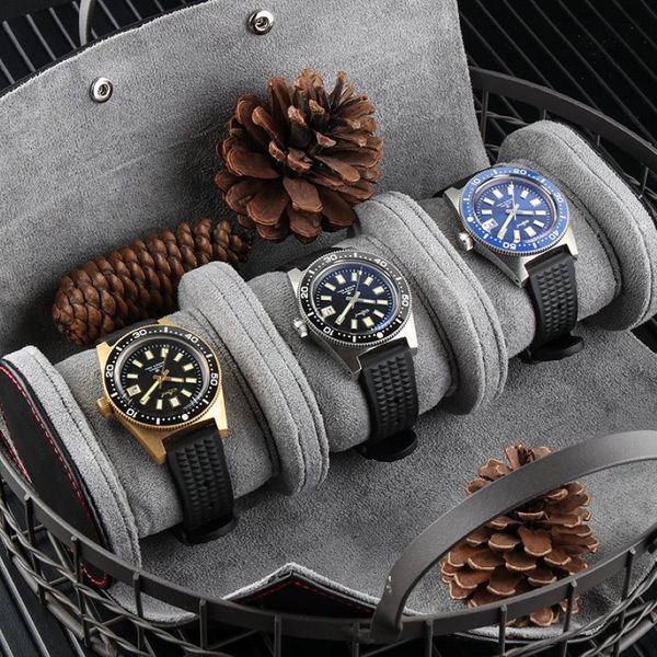 1 2 3 Grids Boîte de montre en cuir faux cuir de montre Hauteur Organisateur portable pour quartz Automatics Boîtes bijoux affichage cadeau RO195V
