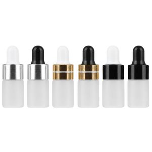 1/2/3 ml Mini flacon compte-gouttes en verre givré translucide échantillon flacon pot cosmétique bouteille d'huile essentielle contenant avec compte-gouttes en verre Ialmb